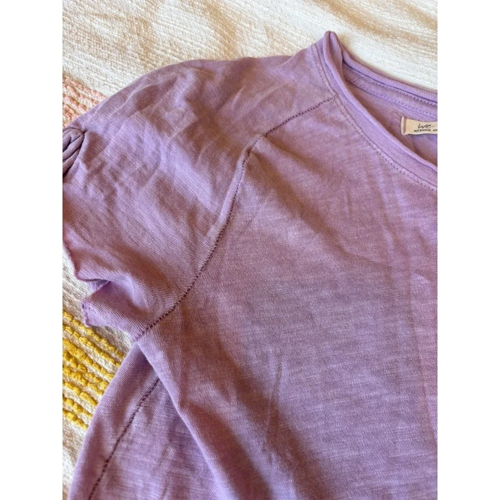 Free People We The Free‎ Blue Moon Knit Lettuce Edge Tee Purple XS